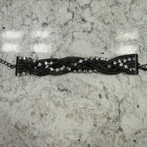 Vintage Mesh wrap and‎ Diamant'e Bracelet gunmetal mesh